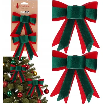 Vánoční dekorace Kokardky na vánoční stromeček dekorace zelené 2 kusy vánočních přívěsků 12 x 12 cm