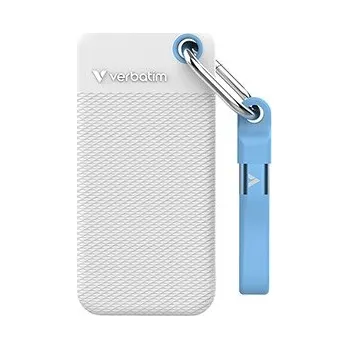Externí pevný disk SSD Externí Verbatim Pocket SSD letní edice, 32321, 2000GB, bílý, obsahuje 2x gumový kryt (bílý a světle modrý), USB C