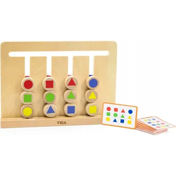 Dřevěná hračka VIGA Logická Hra – Kopírování Barev a Tvarů Montessori
