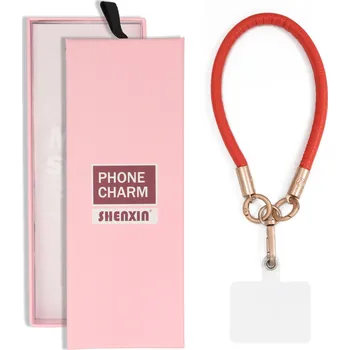 Pouzdro na mobilní telefon Poutko na Telefon Měkká Kůže Oranžové na Zápěstí/Ruku | Phone Charm