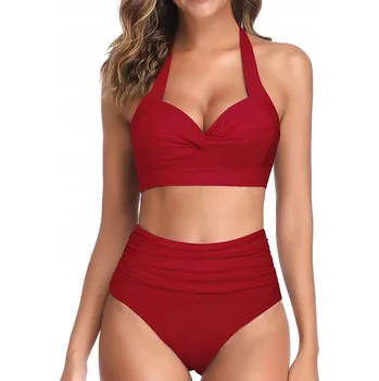 Dámské plavky DVOUDÍLNÉ PLAVKY S VYSOKÝM PASEM BOHO BIKINY NA ZAVAZOVÁNÍ XL 42