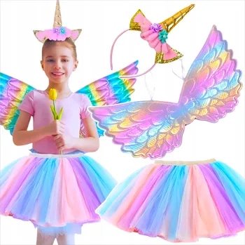 Karnevalový kostým KOSTÝM PRO DÍVKU JEDNOROŽEC PŘEVLEK NA PLES ČELENKA SUKNĚ PEGAS