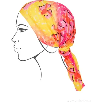 Multifunkční šátek, růžovo žlutý s motivem