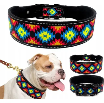 Obojek pro psa ŠIROKÝ REFLEXNÍ OBOJEK PRO PSA NASTAVITELNÝ STYLOVÝ ETNICKÝ VZOR