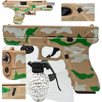 Dětská zbraň GLOCK 17 Replika ASG Pistole na KULIČKY vojenská verze 6mm + Granát + Terče