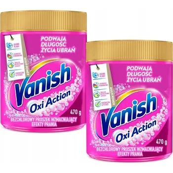 Odstraňovač skvrn Vanish Odstraňovač skvrn v prášku pro barevné prádlo Oxi Action Pink XXL Balení 2 x 470 g