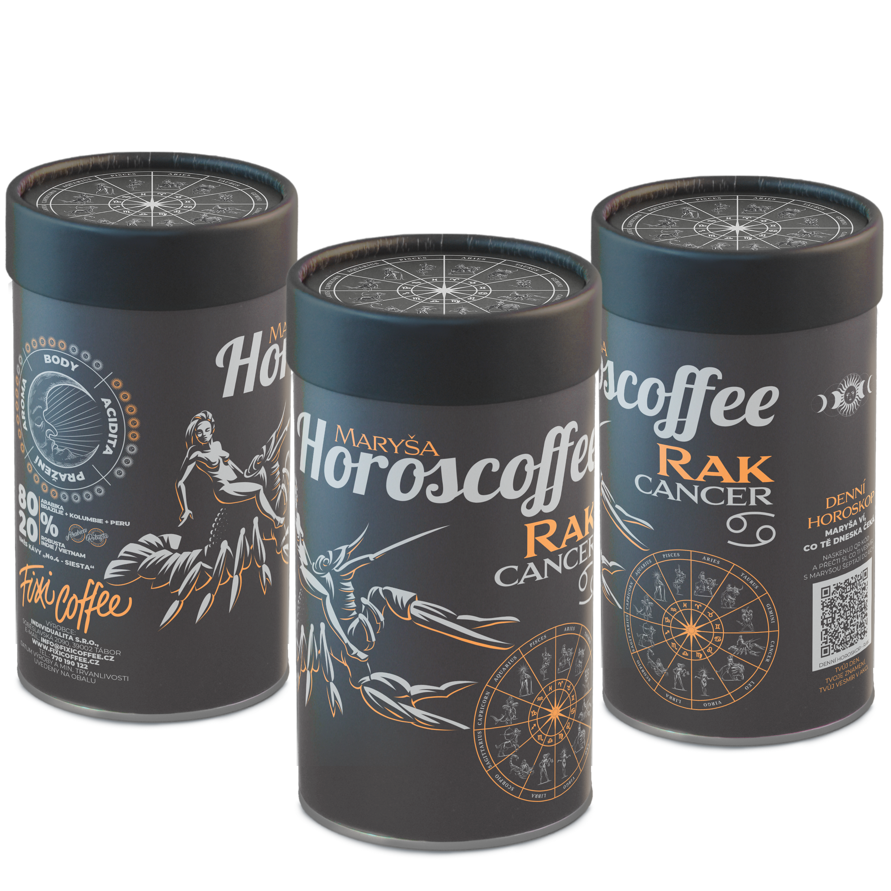 Fixi Horoscoffee – Rak – káva dle znamení horoskopu zrnková / papírová tuba / 250 g