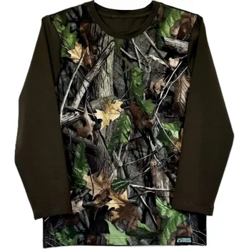 Chlapecké tričko ZÁHOŘÍ Rudel ZÁHOŘÍ Dětské tričko dlouhý rukáv - zelené s kamufláží Velikost: 146