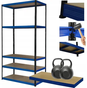 Dílenský regál Kovový regál skladový stojan HELIOS 180x90x60cm 5 polic x 275kg ODOLNÝ