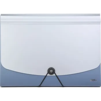 Desky s gumou Deli A4, 7 přihrádek/kapes na dokumenty, modré