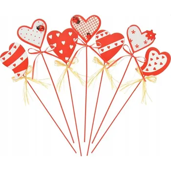 Obraz Srdce na dřevěném špejli červené dekorace 26 cm