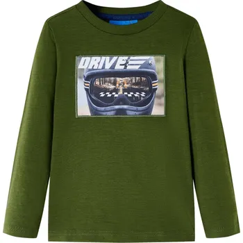vidaXL Dětské tričko s dlouhým rukávem tmavě 116 [12631] Barva: Khaki