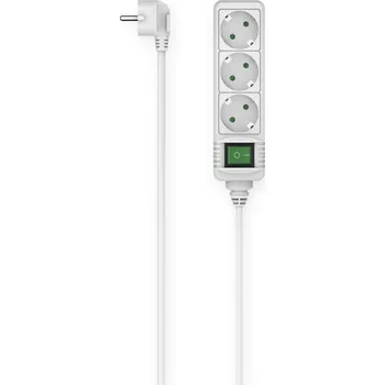 Prodlužovací kabel Hama prodlužovací přívod s vypínačem, 3x zásuvka schuko, 1,4 m, bílý