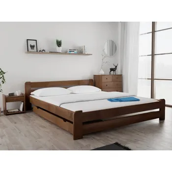 Postel Dřevěná manželská postel TEXTILOMANIE 180x200 cm dub