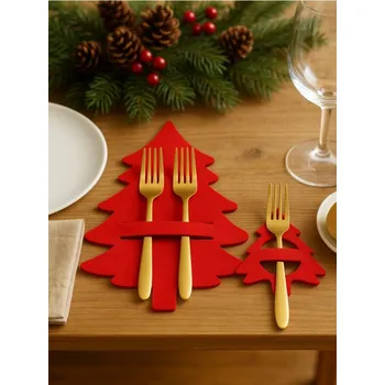 Vánoční dekorace Sinsay - Vánoční pouzdra na příbory ve tvaru stromečků 4 pack - červená - 308GN-33X - 308GN-33X-ONE