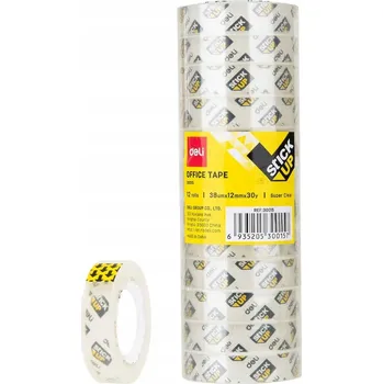 Lepicí páska Průhledná lepicí páska Deli, balení 12 rolí, 12 mm x 27,5 m