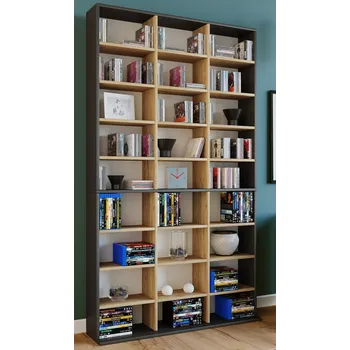 VCM Dřevěný stojan na CD a DVD Megosa XL, antracitová 487463