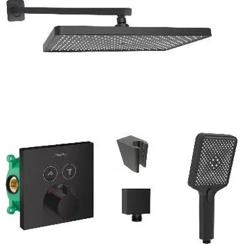 Sprchový set SANITINO - Sprchový set s termostatem a tělesem pod omítku Hansgrohe, příslušenství kielle, matná černá SANI21HKK415