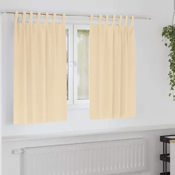 Roleta vidaXL Závěsy na zatemnění s kroužky 2 pcs Krémová 140 x 140 cm [4107593]