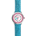 CLOCKODILE Tyrkysové třpytivé dívčí dětské hodinky HEARTS CWG5066