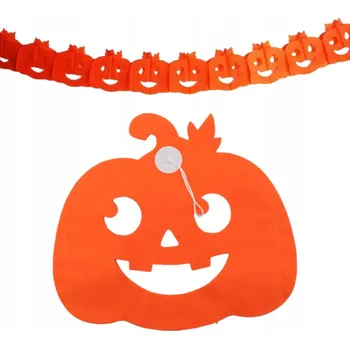 Halloweenská girlanda z papírové krepové lepenky - dýně, dekorace na Halloween, 4 m
