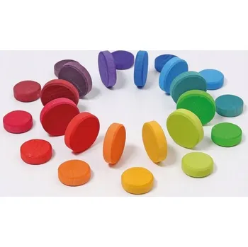 Dřevěná hračka Grimm's dřevěné Stavebnice 5103121 duhové mince