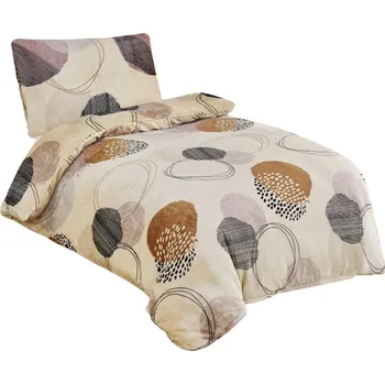 Povlečení Jahu Povlečení mikroflanel Kruhy hnědé 140x200, 70x90 cm Varianta: Povlečení mikroflanel Kruhy hnědé 140x200, 70x90 cm, Značka: Dadka