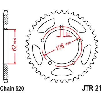 Auto-moto JT rozeta 3557 40 APRILIA 125 PEGASO 89-99, 125 TUAREG WIND 90-92 (355740JT) (řetěz 520) (JT rozeta 3557 40 APRILIA 125 PEGASO 89-99, 125 TUAREG WIND 90-92 (355740JT) (řetěz 520))
