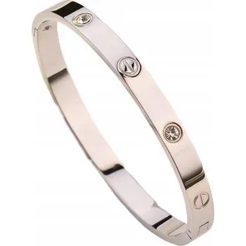 Náramek Stříbrný Náramek Pevný s Bílými Kulatými Zirkony Ocel Ocel