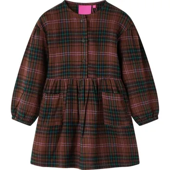 Dívčí šaty vidaXL Dětské šaty s dlouhým rukávem koňakové 116 [14451]