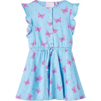 Dívčí šaty vidaXL Dětské šaty s knoflíčky bez rukávů modré 128 [14680]