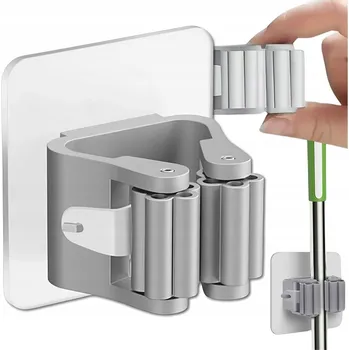 Věšák 3x DRŽÁK NA KARTÁČE VĚŠÁK SAMOLEPICÍ NA MOP NA ZEĎ BEZ VRTÁNÍ