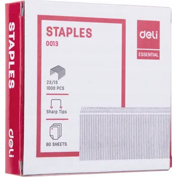 Spona do sešívačky Sešívací sponky Deli 23/13, balení 1000 kusů, pozinkovaný povrch