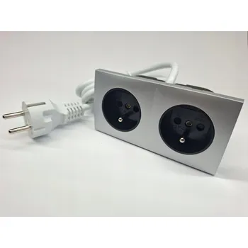 Elektrická zásuvka Nábytková zásuvka elektrická zásuvka dvojitá 2x230V zapuštěná výsuvná šedá