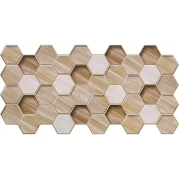 Obklad 3D obkladový omyvatelný panel PVC Hexagon Dub 976x493mm