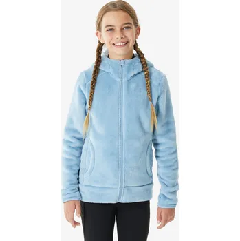 Pánská mikina QUECHUA Dívčí turistická hřejivá fleecová mikina MH 500 10 LET MODRÁ|ŠEDÁ