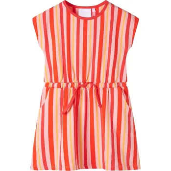 Dívčí šaty vidaXL Dětské šaty se stahovací šňůrkou růžové a červené 128 [11357]