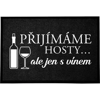 Černá Vstupní Rohožka Dekorativní | Veselý Dárek S Motivem Vína 60x40cm
