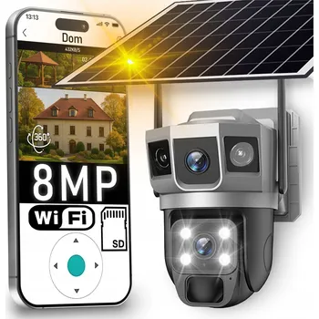 IP kamera EXTERNÍ SOLÁRNÍ KAMERA WiFi 4K DVA OBJEKTIVY 8MP OTOČNÁ 3 OBRAZOVKY USB-C