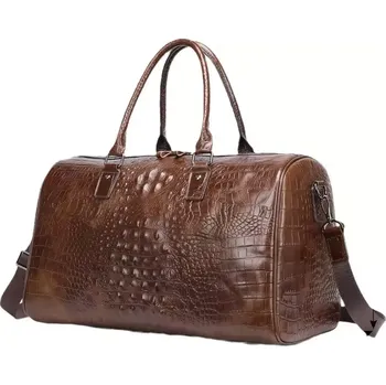 Bullcaptain kožená cestovní taška Crocodille hnědá 26L