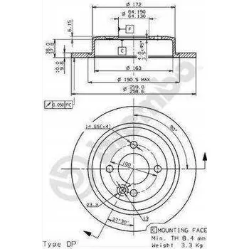Brzdový kotouč Brzdový kotouč Brembo 08.9163.10