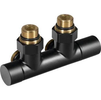 Hlavice pro radiátor Aqualine R-START připojovací sada ventilů pro středové připojení, černá mat SR230B