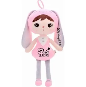 Panenka Metoo panenka Růžový Králíček 50 cm s možností personalizace jménem, datem narození a údaji o narození