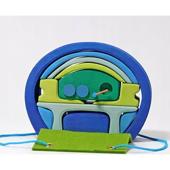 Dřevěná hračka Dřevěné Stavebnice pro děti GRIMM'S modrozelený domeček k sestavení od 3 let