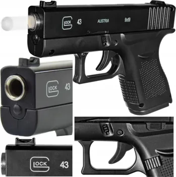 Dětská zbraň GLOCK 43 KOVOVÁ PISTOLE NA KULIČKY REPLIKA ASG ČERNÁ IMITACE ZBRANĚ