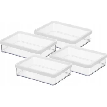 Dóza na potraviny ROTHO SADA 4 NÍZKÝCH BÍLÝCH DÓZ NA POTRAVINY A SYPKÉ SUROVINY 1L LOFT