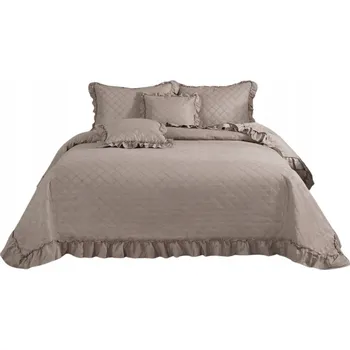 Přehoz na lůžko Přehoz na postel Spod Igły i Nitki polyester 240 cm x 260 cm hnědý