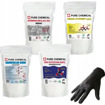 Prací prášek SADA NA PRANÍ PERKARBONÁT SODNÝ + KYSELINA CITRONOVÁ + BORAX + JEDLÁ SODA + RUKAVICE