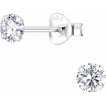 Náušnice Nefertitis 03789 Stříbrné náušnice pecky se zirkony 4mm WHITE