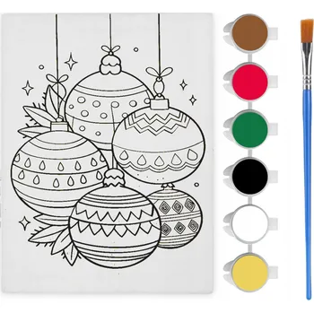 Výtvarná sada Omalovánka Vánoční Obrázek K Malování Malířská Sada Dárek Baňky